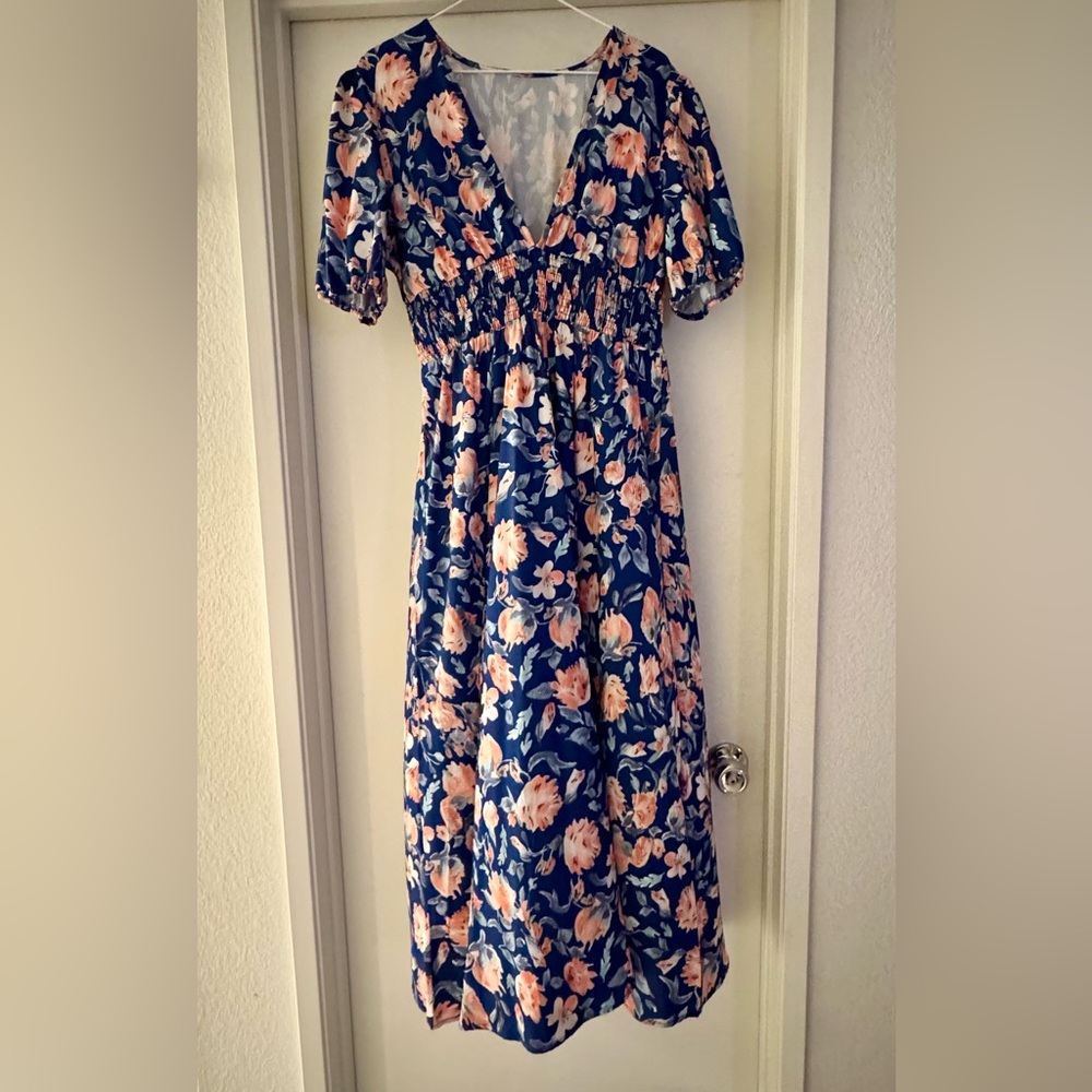 Floral Blue and Pink Women's Dress